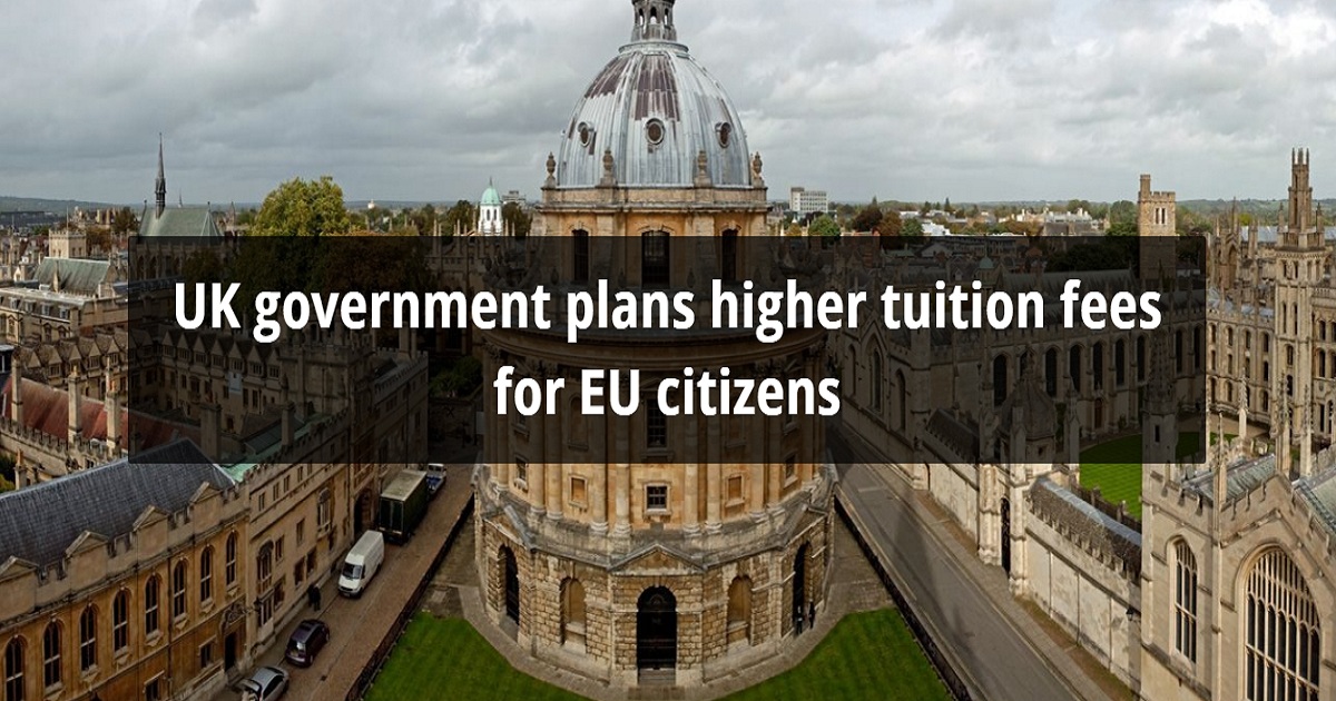 UK government plans higher tuition fees for EU citizens